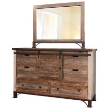 Antique Sliding Barnwood Dresser, Shown with optional dresser mirror. 