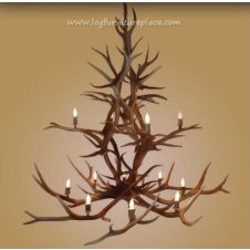 12 Light Double Tiered Elk Antler Chandelier
