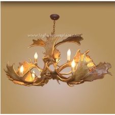 6 Light Elongated Fallow Antler Chandelier