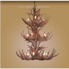 18 Light Triple Trier Antler Chandelier