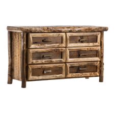 Yosemite Aspen & Barnwood 6 Drawer Log Dresser--Clear finish, Light aspen, Standard logs