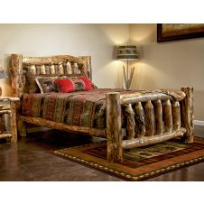 Original Aspen Log Bed--Queen, Clear finish, Light aspen, Extra gnarly logs, 5-6" corner log posts, Single log side rails