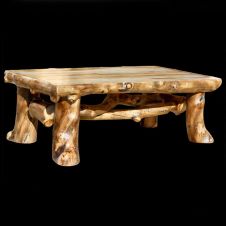 Aspen Log Coffee Table with double criss-cross logs