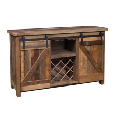 Kings Bridge Rustic Industrial Barn Door Wine Server - Clear Finish