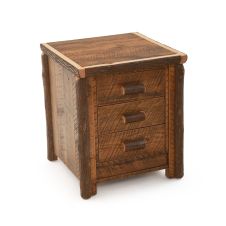 Barnwood and Hickory 3 Drawer Nightstand 