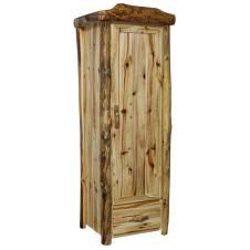 Beartooth Aspen 1 Drawer Log Wardrobe - Flat Front - 27"W - Wild Panel & Natural Logs