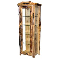 Beartooth Aspen Log Display Cabinet - 27" - Half Log Front - Wild Panel & Gnarly Log - Hinge Right