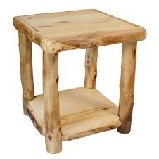 Beartooth Aspen Log End Table - 24" - Natural Panel & Natural Log - Standard Table Top Finish