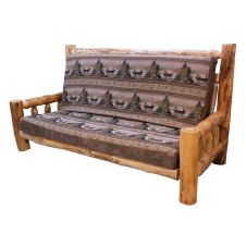 Beartooth Aspen Log Futon - Queen - Natural Log - Balsam Lake Dawn Main Upholstery