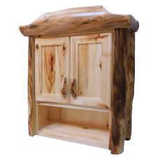Beartooth Aspen Double Door Log Toilet Topper - Flat Front - 33" - Natural Panel & Natural Log
