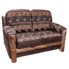 Beartooth Aspen Mountain Comfort Upholstered Loveseat - Gnarly Log - Dakota Brandy Accent Fabric & Cloudcroft Earth Main Fabric