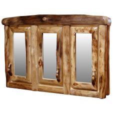 Beartooth Aspen Triple Door Log Medicine Cabinet - Log Front - 48"W - Natural Panel & Natural Log