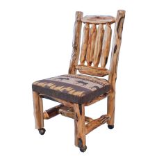 Beartooth Aspen Upholstered Log Office Chair - Side Chair - Gnarly Log - Casco Golden Main Upholstery