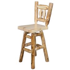 Beartooth Aspen Woodland Swivel Log Pub Stool - Side Stool - 30" (Bar Height) - Natural Panel & Natural Log