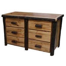 Beartooth Hickory 6 Drawer Log Dresser - 60" - Wild Panels