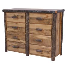 Beartooth Hickory 8 Drawer Log Dresser - 60" - Wild Panel