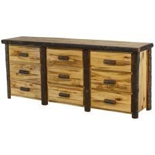 Beartooth Hickory 9 Drawer Log Dresser - Wild Panels