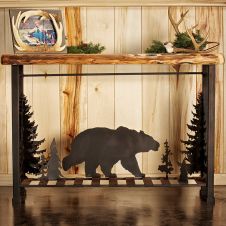 Wood & Metal Bear Scene Sofa Table