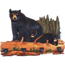 Black Bear Family Wood Art