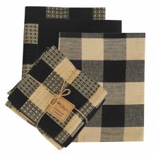 Black & Tan Checkered 4 Piece Kitchen Towel Set