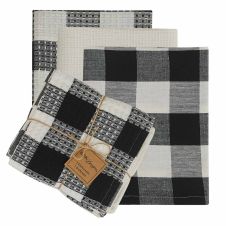 Black & Cream Checkered 4 Piece Kitchen Towel Set