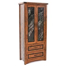 Black Granite Rustic 2 Drawer Armoire - Antique Barnwood Finish