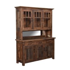 Bristol 3 Drawer Barn Wood Buffet & Hutch - Glaze #3 Finish