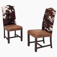 Bristol Upholstered Cowhide Dining Side Chair - Bomber Jacket Brown Top Grain Leather