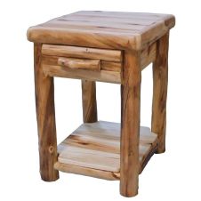 Beartooth Aspen 1 Drawer Log End Tables-Log Drawer Front-21Inch-Wild Natural