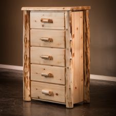 Cedar Lake Frontier 5 Drawer Log Chest--Clear finish