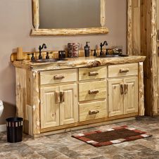 60" Cedar Lake Cabin Log Vanity in Clear Finish