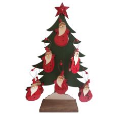 Wooden Santa Ornaments with Display Stand