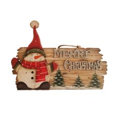 Wooden Christmas Snowman Hanger with Lights