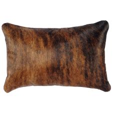 Dark Brindle Leather Rectangle Decor Pillow
