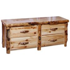 Beartooth Aspen 4 Drawer Log Dresser - Flat Drawer Fronts - Natural Panel & Gnarly Log