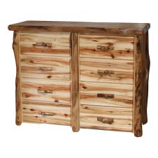 Beartooth Aspen 8 Drawer Log Dresser - Flat Drawer Fronts - Wild Panel & Natural Log