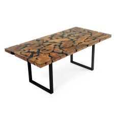 Urban Organic Chic Teak Dining Table - Forged Iron base