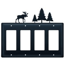 Wrought Iron Moose & Pine Quad GFI Cover