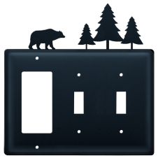 Wrought Iron Bear & Pine Triple GFI/Switch/Switch Cover