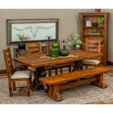 Elk Lake Barnwood Stump Dining Table - Antique Barnwood Table Top Finish - Dark Stained Stump Style
