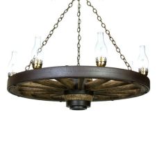Faux Large Wagon Wheel Chandelier