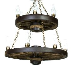 Faux Double Wagon Wheel Chandelier