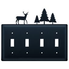 Wrought Iron Deer & Pine Quad Switch Cover