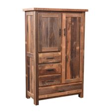 Rustic Farmstead Barn Wood Armoire - No Mirror - Clear Finish