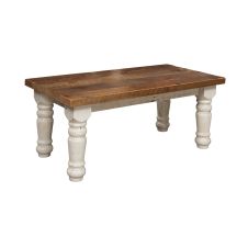 Classic Farmhouse Barn Wood Coffee Table - Distressed Pearl Finish
