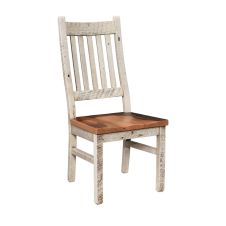 Classic Farmhouse Barn Wood Dining Side Chair - Distressed Pearl Base Finish