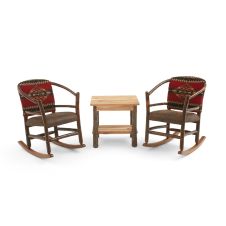 Saranac Hickory Log Hoop Rocker, Shown in Gallop Fabric with Stained Finish