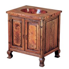 Hammered Copper Double Door Bathroom Vanity (Discontinued Hardware & Copper Top - Current Hardware is Cat Bronze knobs & Top is thicker & without nailhead trim)