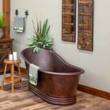 67" Hammered Copper Slipper Single Bathtub