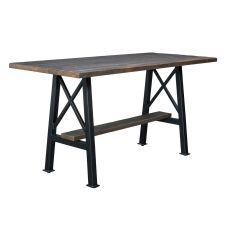 Highbridge Industrial Barn Wood Pub Table - X Design - Light Brown Table Top Finish
